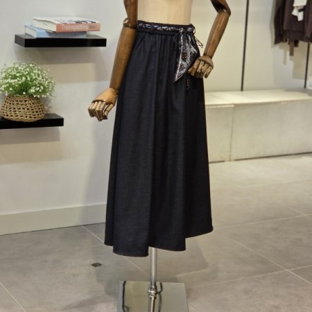 엔틱 벨트 데님 스커트