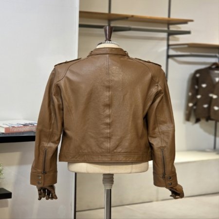 체스트 포켓 레더 자켓