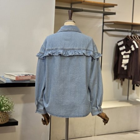 프릴 데님 셔츠
