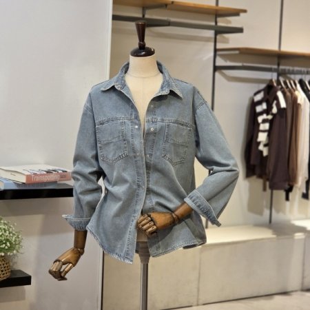 워싱 박시 데님 셔츠