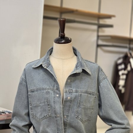 워싱 박시 데님 셔츠