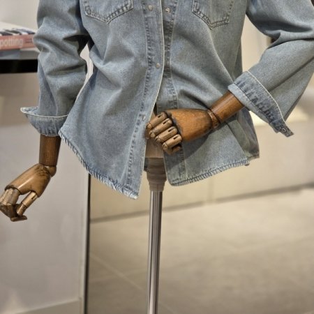 워싱 박시 데님 셔츠