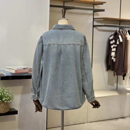 워싱 박시 데님 셔츠