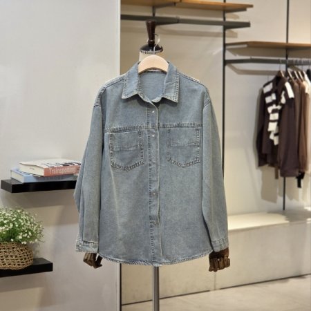 워싱 박시 데님 셔츠