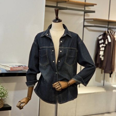 워싱 박시 데님 셔츠