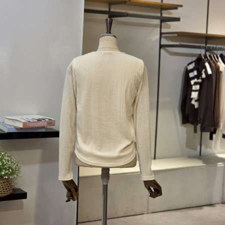 버튼 골지 티셔츠