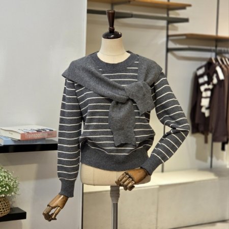 단가라 니트 케이프 세트