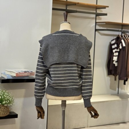 단가라 니트 케이프 세트