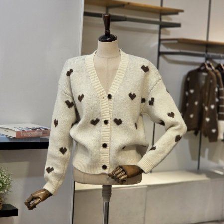 하트 패턴 가디건