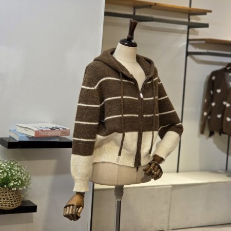 와이디 후드 니트 가디건