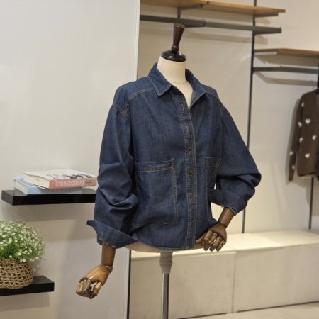 빅포켓 박시 데님 셔츠