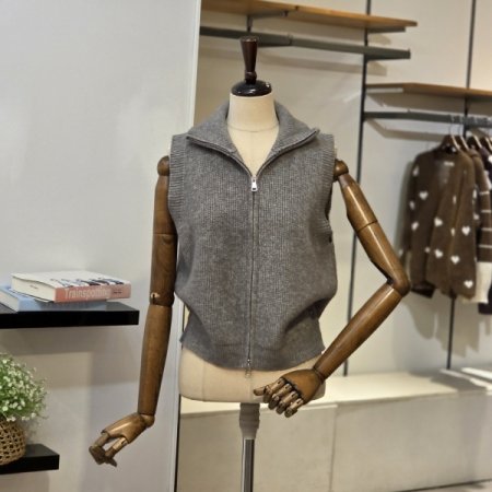 반집업 니트 조끼