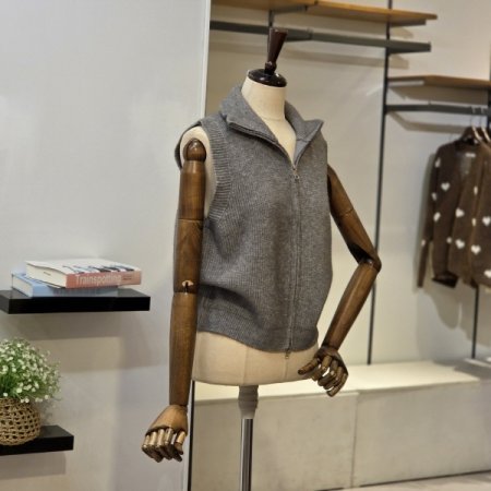 반집업 니트 조끼