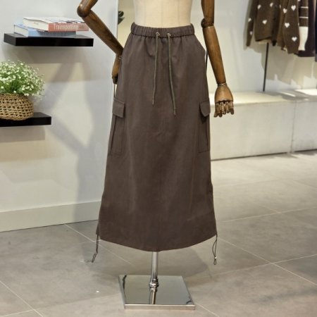 밴딩 옆셔링 카고 스커트