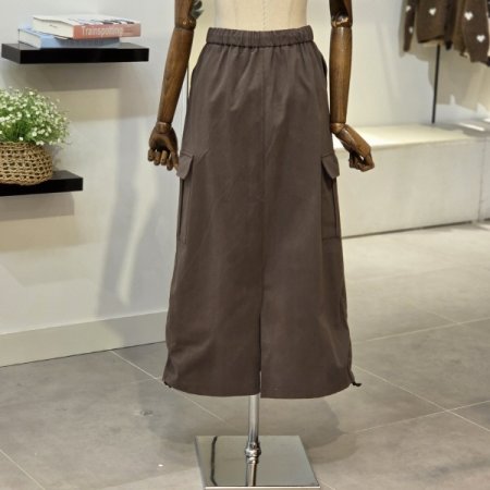 밴딩 옆셔링 카고 스커트