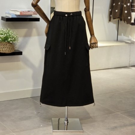 밴딩 옆셔링 카고 스커트