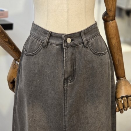 워싱 H라인 데님 스커트