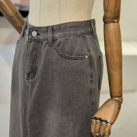 워싱 H라인 데님 스커트