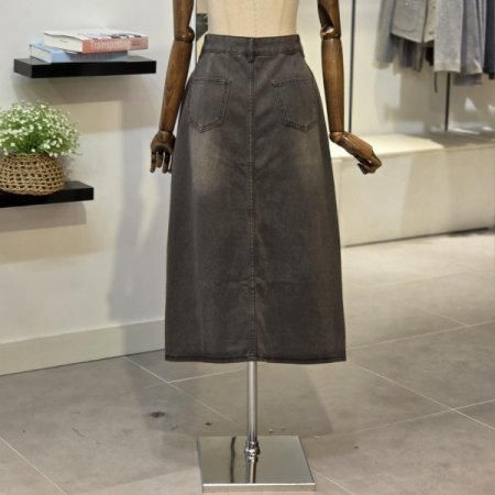 워싱 H라인 데님 스커트