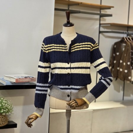 라인 꽈배기 가디건