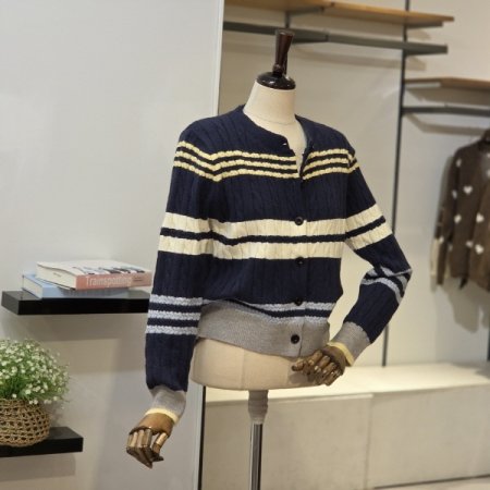 라인 꽈배기 가디건