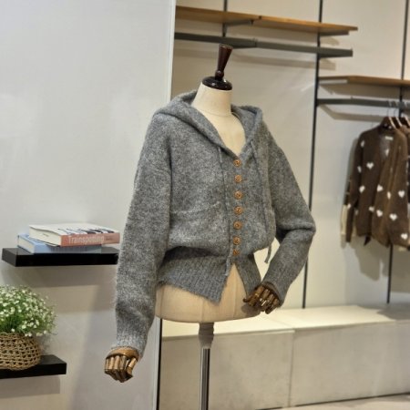 포켓 후드 니트 가디건