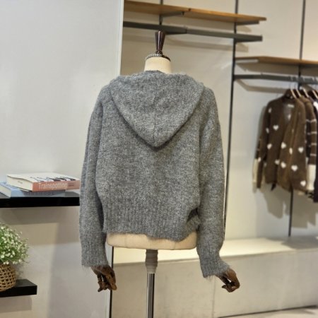 포켓 후드 니트 가디건