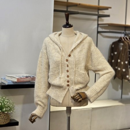 포켓 후드 니트 가디건