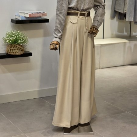 버튼 포켓 와이드 팬츠