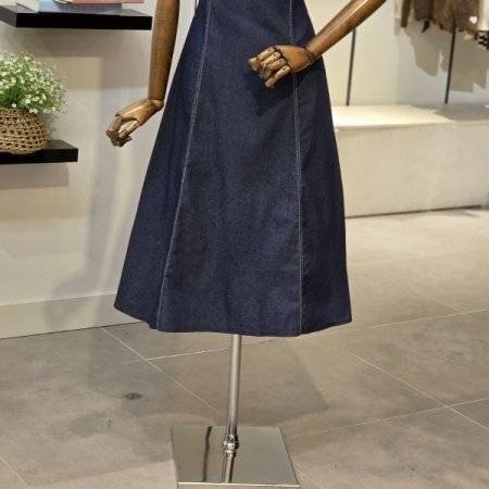 스티치 뷔스티에 데님 원피스