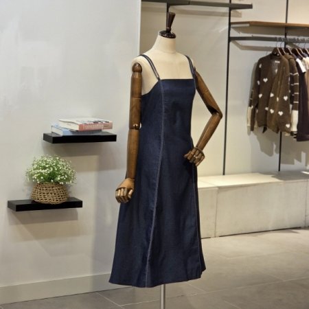 스티치 뷔스티에 데님 원피스