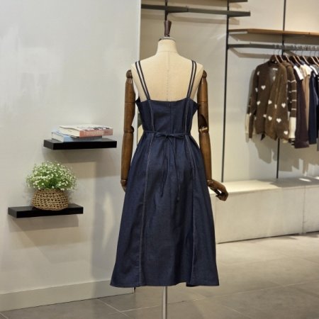 스티치 뷔스티에 데님 원피스