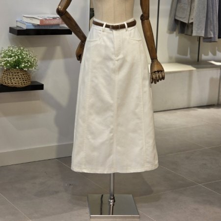 벨트 H라인 데님 스커트