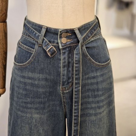 스판 와이드 데님 팬츠