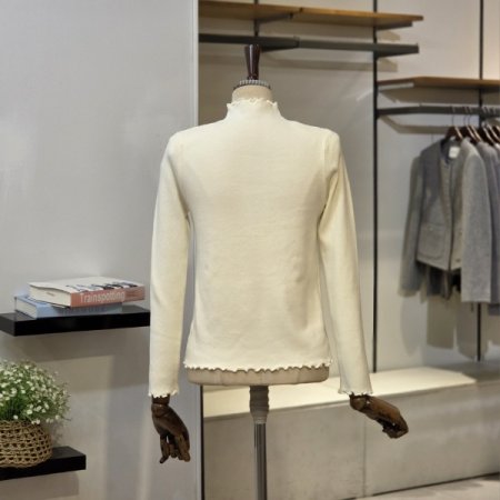 프릴 골지 반폴라 니트