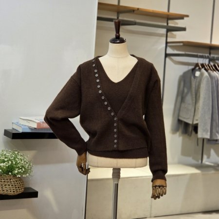 나시 SET 단추V넥 가디건