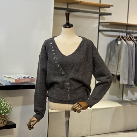 나시 SET 단추V넥 가디건