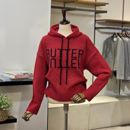 버터 레터링 후드 니트