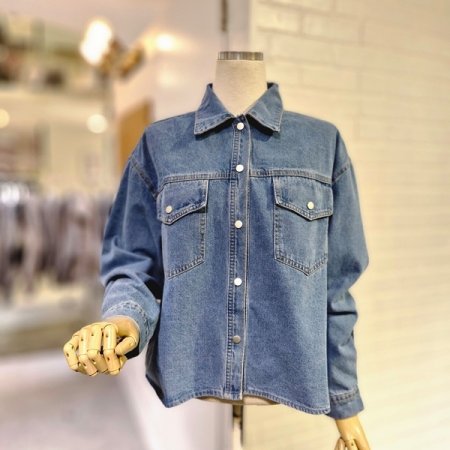 크롭포켓데님셔츠