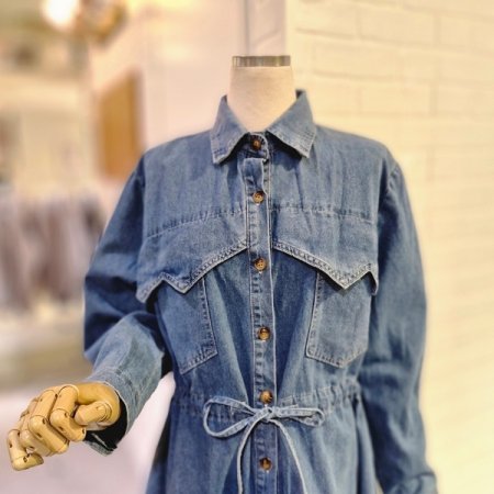 포켓스트링데님원피스