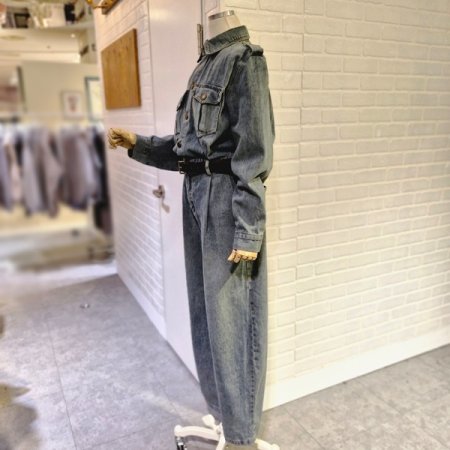 벨트세트데님점프수트