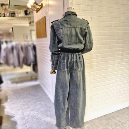 벨트세트데님점프수트