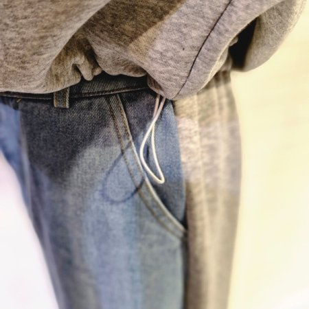 후드배색데님세트원피스