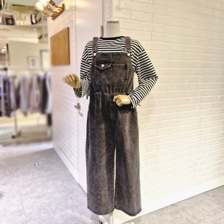 양스트링오버롤데님점프수트