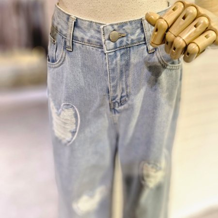 하트데미지데님팬츠