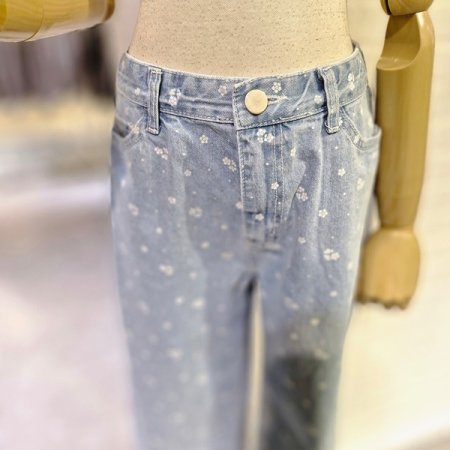 플라워워싱배기데님팬츠