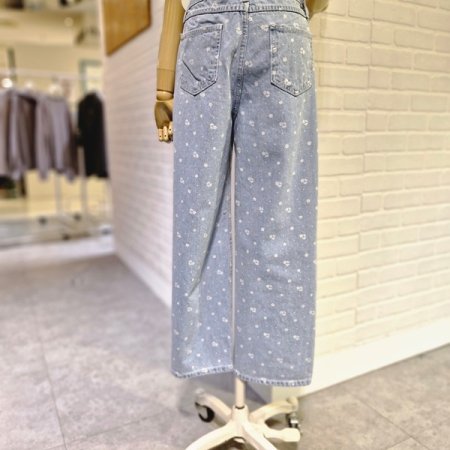 플라워워싱배기데님팬츠