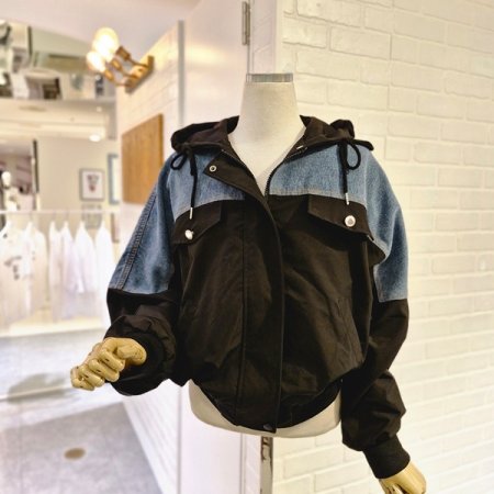 르청배색후드점퍼