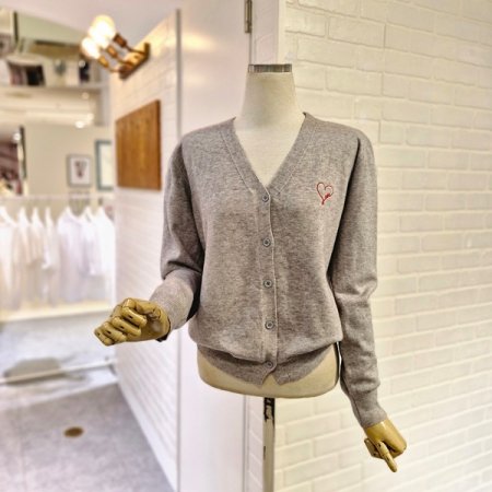 르리본자수V넥가디건