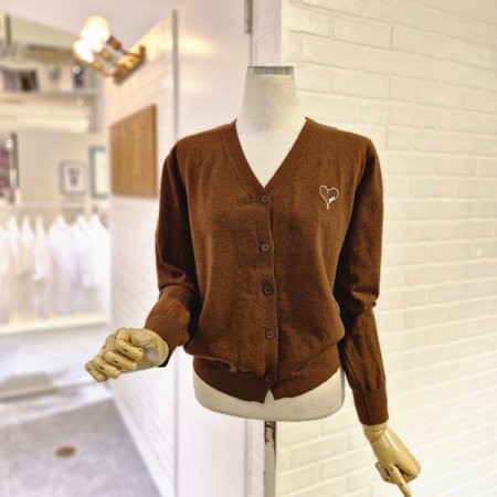 르리본자수V넥가디건
